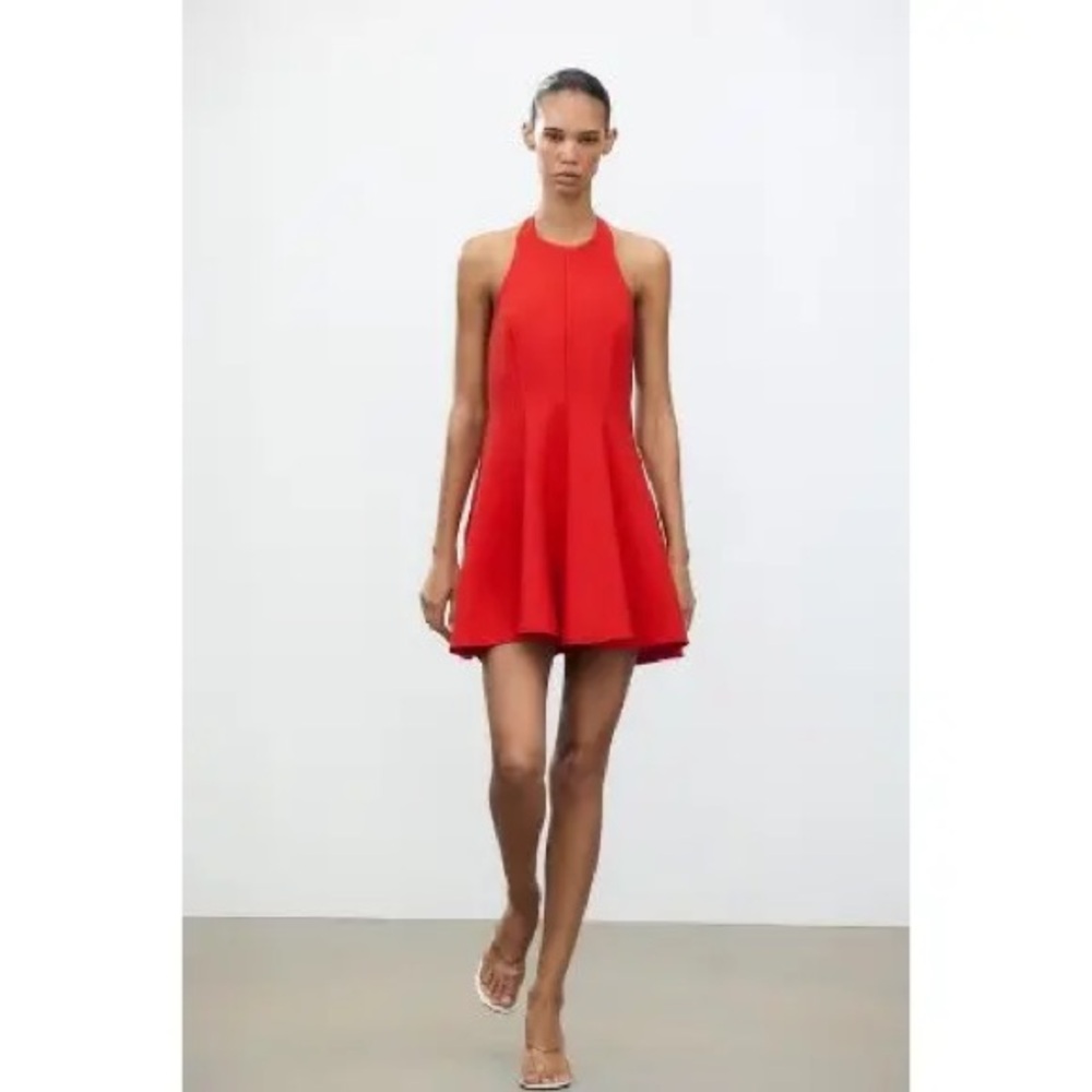 Zara Vibrant Red Halter Mini Dress
